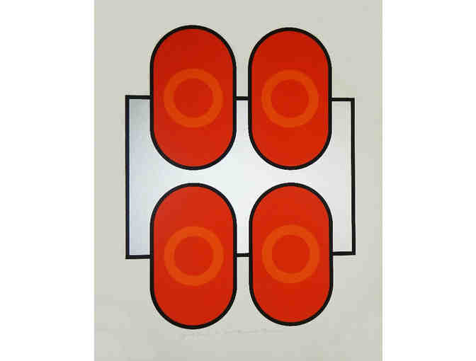 'Serial Foursome with Silver, Red 55' Silkscreen, Signed by the Artist, Harold Krisel