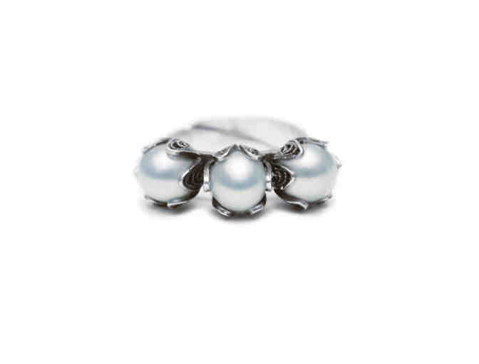 Ice Blue Pearls & Sterling Silver Tulip Ring from Yvone Christa