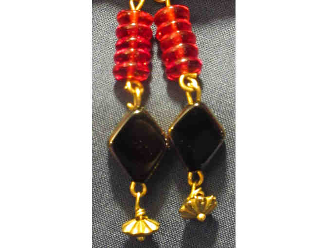 Handmade One-of-a-Kind Black Diamond Shape Dangling Earrings by Davala Designs of Boston