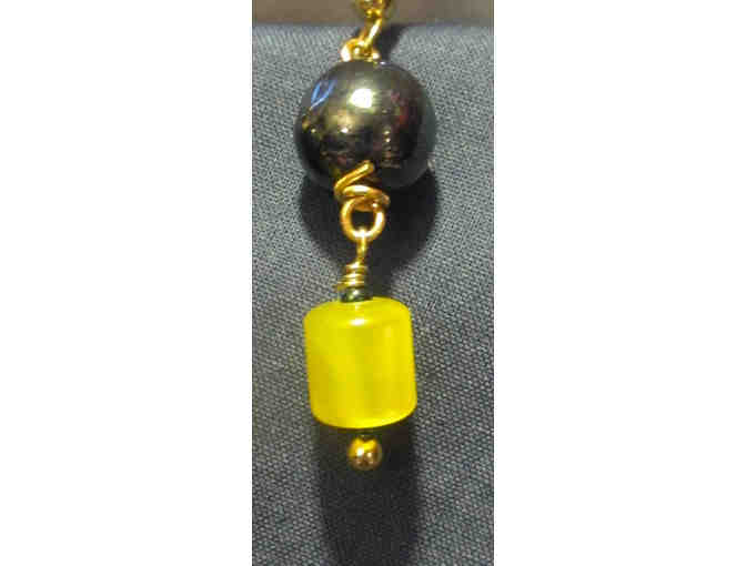 Handmade One-of-a-Kind Yellow/Small Black Pearl Bead Earrings by Davala Designs of Boston