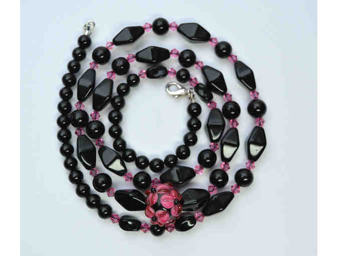 Black Onyx and Lampwork Beaded Necklace