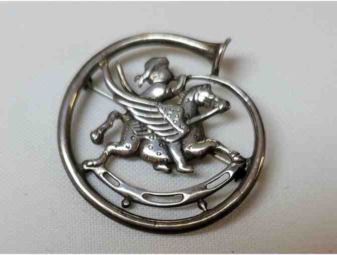 Vintage Sterling Silver Rocking Horse Brooch MFA