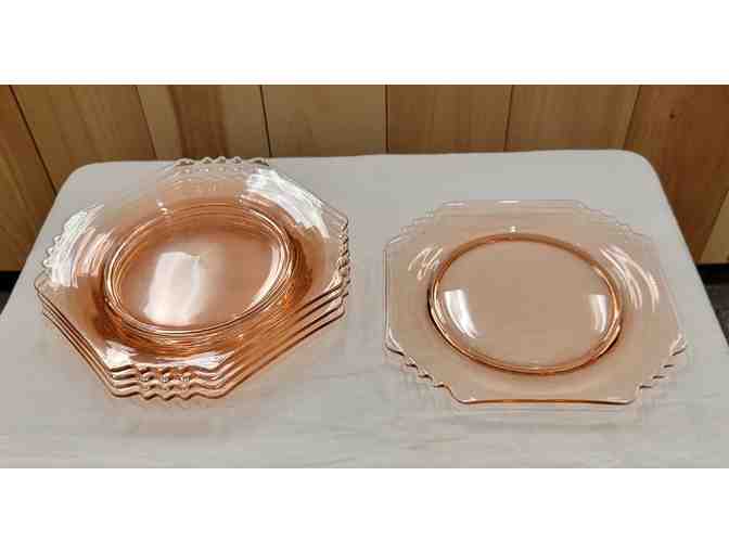 Vintage Pink Depression Ware Dessert or Salad Plates, Set of Five