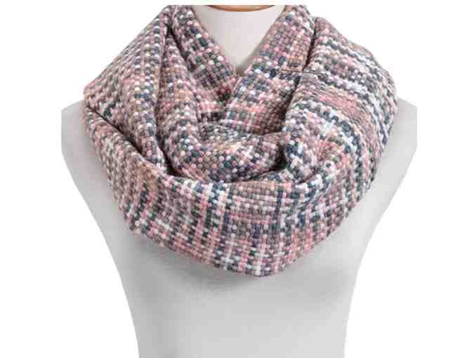 Pink Woven Threads Infinity Scarf, by Demdaco