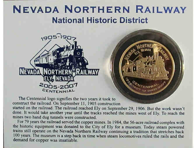 Nevada Northern Railway 24k Gold-Plated Silver Centennial Coin 2006