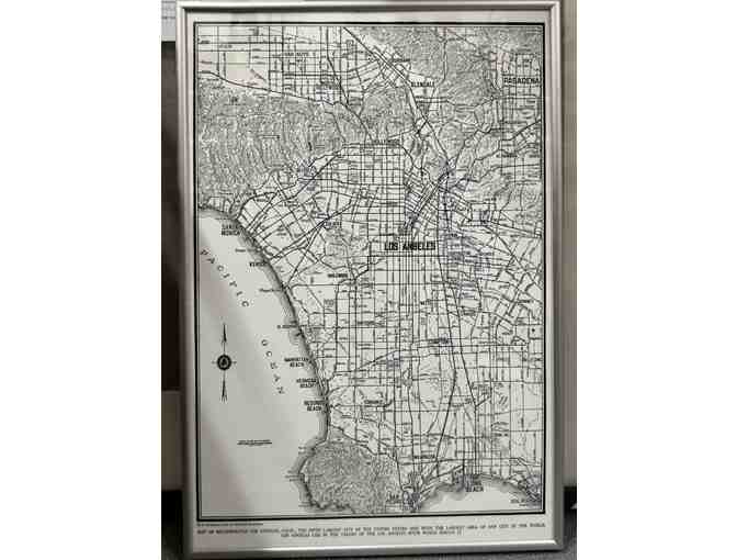 Professionally framed poster map of old Los Angeles area around Ocean Charter - Photo 1