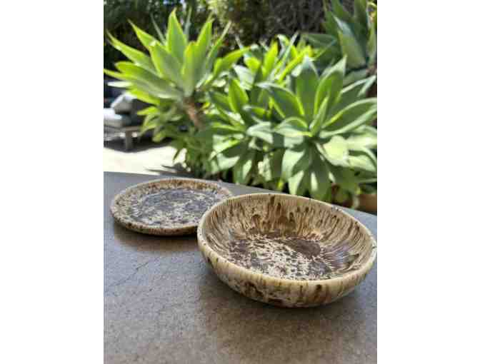 Handmade Ceramic Candle Holders, Small Plate & Bowl