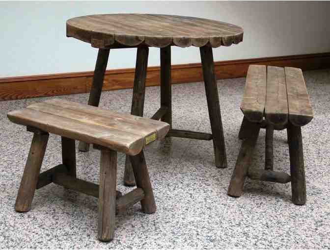 Vintage Walpole Woodworkers Cedar Table with 2 Benches