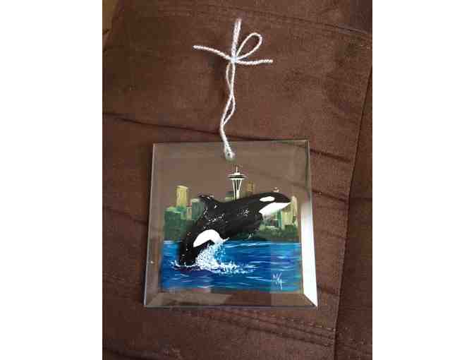 Seattle Washington HandPainted Orca Suncatcher Ornament