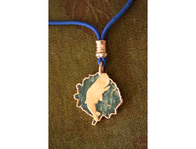 Pendant-Marine Mammals Copper & Recycled (fractured) Tempered Glass