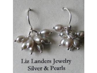 Silver & Mother of Pearl Drop Earrings by Liz Landers