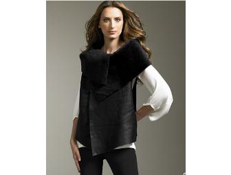 Black Lamb Leather and Dyed Shearling Vest by Elizabeth and James