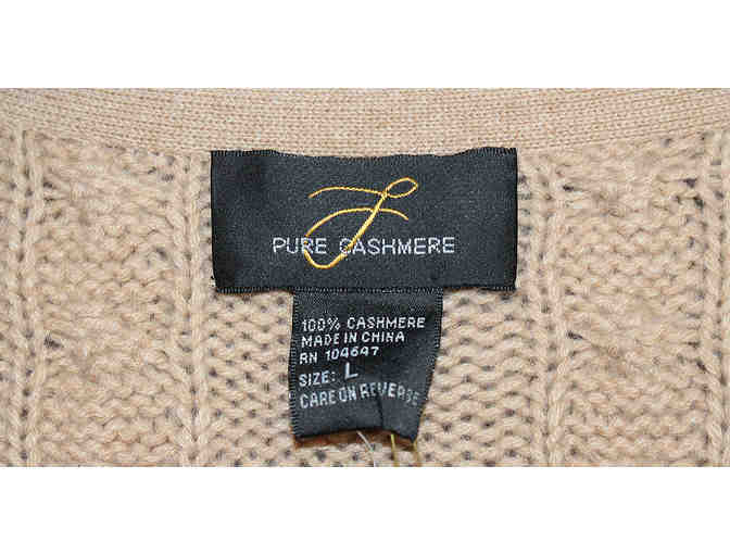 L Pure Cashmere Cardigan Sweater in Rich Tan
