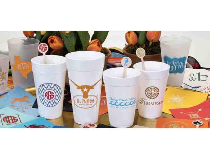 Personalized Cups + Napkins by 5 by 7 designs