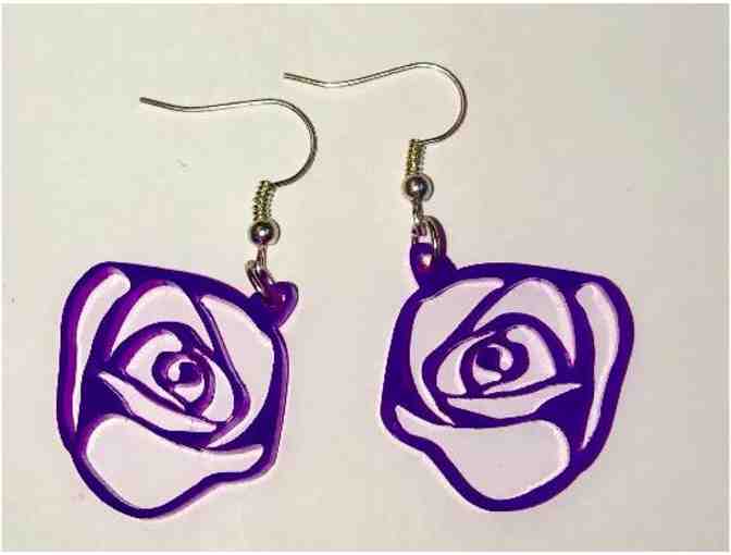 Purple Rose Earrings