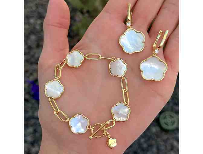 Elegant Mother of Pearl Bracelet & Earrings Set