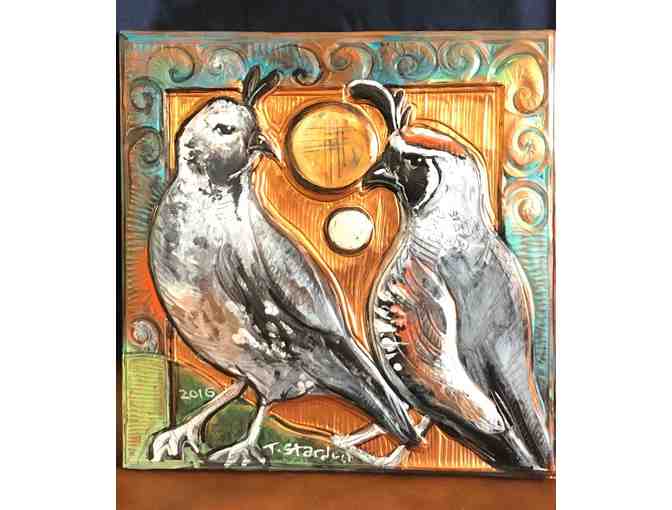 Gambel's Quail, Hammered Copper Wall Hanging
