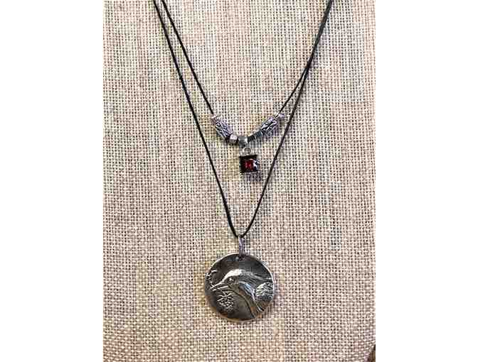 Raven Hope Coin and Garnet Necklace