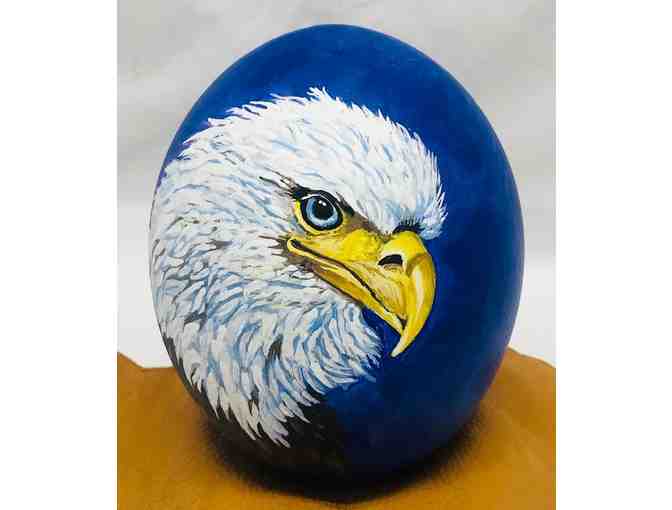 EGGS-TRAVAGANZA - Bald Eagle Painted Ostrich Egg