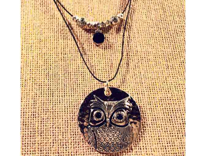 Two Tiered Owl Coin Necklace