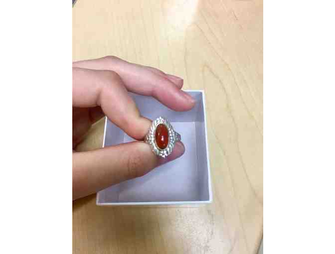 KB Jewelers Silver Handmade Red Coral Ring