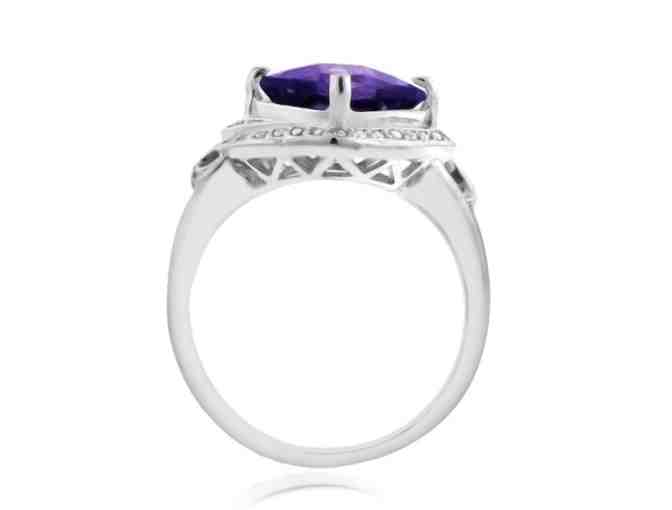 4.50 Carat tw Amethyst & Sapphire Ring in Sterling Silver Ring Size 7