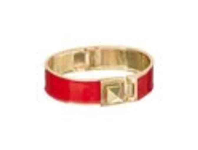 Fantasy World Jewelry a?? Red & Goldtone Hinge Bracelet