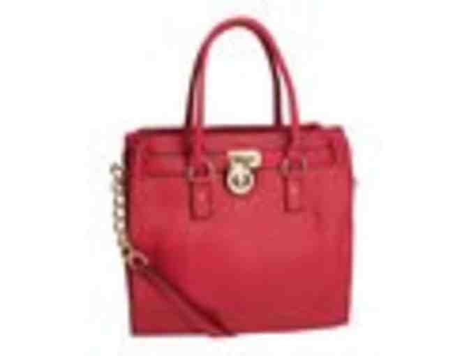 MKF Collection a?? Red Plora Pad-Lock Shoulder Bag