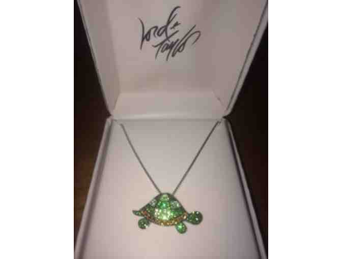 Sterling Silver and Crystal Turtle Pendant Necklace