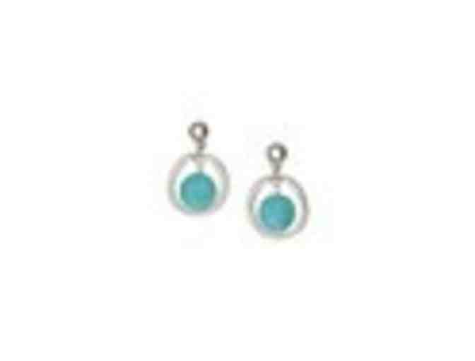 Turquoise & Silvertone Drop Earrings