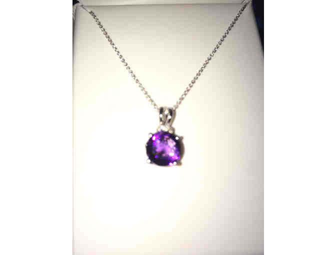 14 Kt. White Gold Amethyst and Diamond Necklace