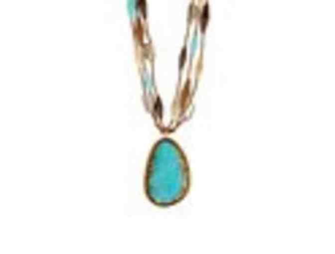 Turquoise & Brown Stone Beaded Pendant Necklace