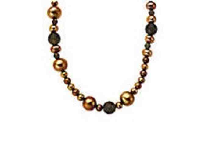 Multi Sized Brown Pearl Necklace in 14 Kt. Yellow Gold 36 inches