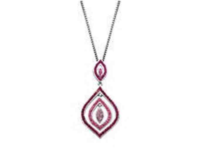 Sterling Silver and Crystal Pendant Necklace - Pink Crystal