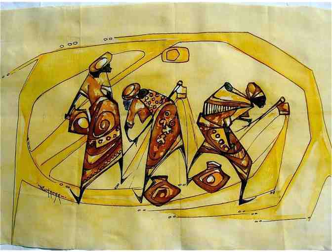 Hand-painted Batik from Uganda: 'Women at Work in the Field'