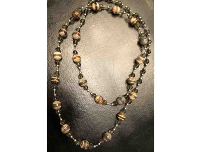 Tan and Brown Beaded Necklace hand made