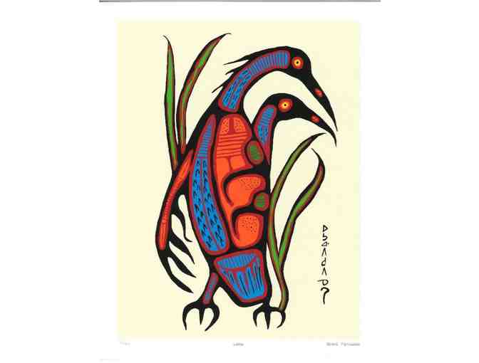 Norval Morrisseau (1932-2007) Fine Art Giclee 'LOONS' 11 x 14 UF, Gold Leaf Folio, Limited