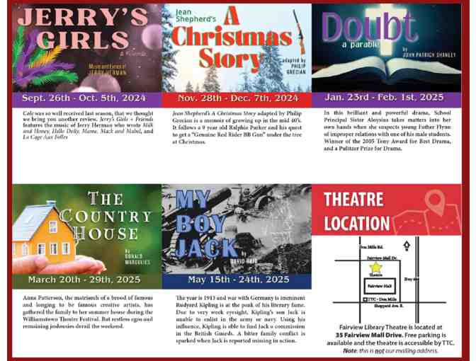 Stage Centre Productions Seasons Tickets set for 5 productions