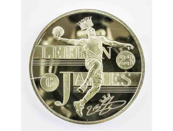 LeBron James 24kt Gold Foil UNC Medallion with Giclee Art Card Display