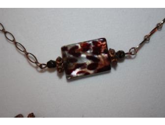 Leopard Print Tile Strand Necklace and Bracelet