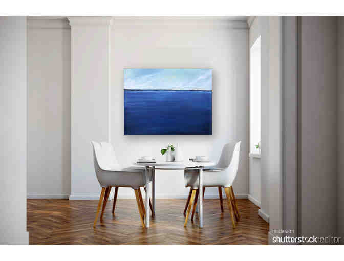 Framed Original Acrylic Abstract 'Blue Waters' by Blue Day Art