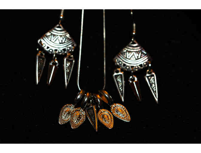 Oxidized Native American Necklace & Earrings