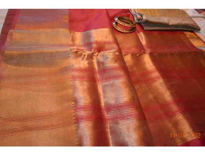 Red Silk Cotton Saree with Designer Blouse