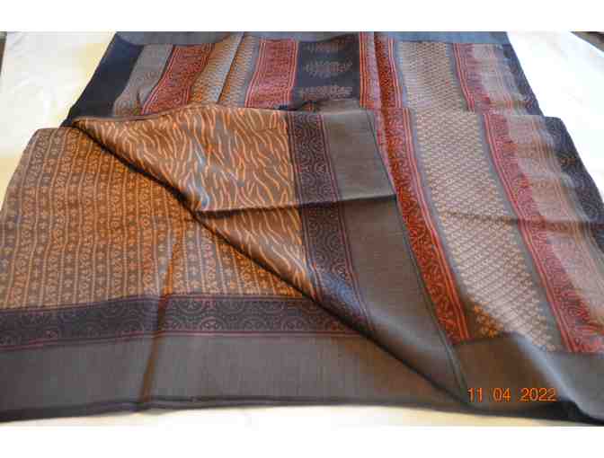 Gray and Black cotton blend saree