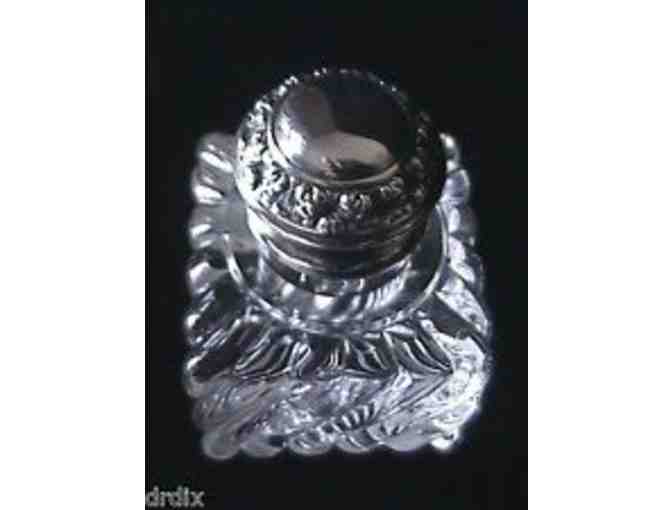 Crystal and silver inkwell