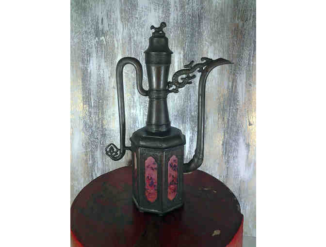 Chinese Pewter Teapot Kettle Caddy