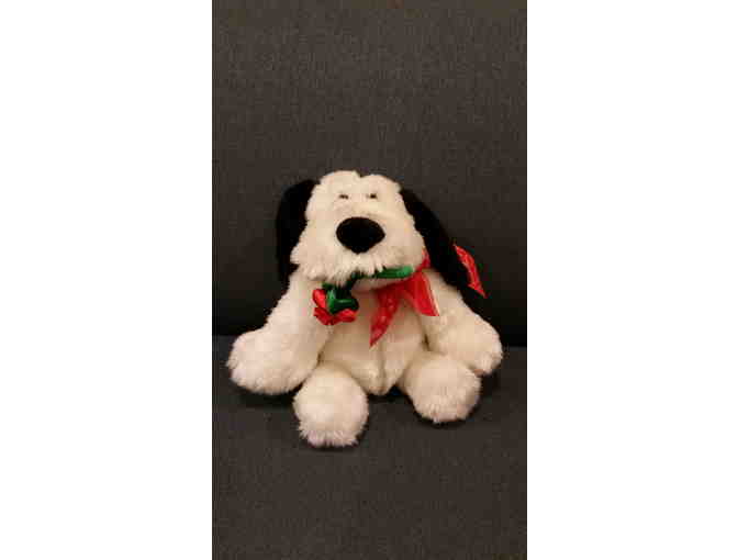 Love Fest Valentine Love Puppy Plush with Red and Green Rose