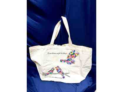 Tote Bag with Thumb Print Bird Made by Mrs. Culpovich's Kindergarten Students