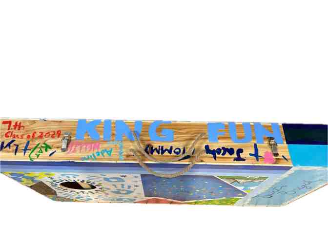 Custom Cornhole Board Created by Mrs. King's 7th Grade Students!
