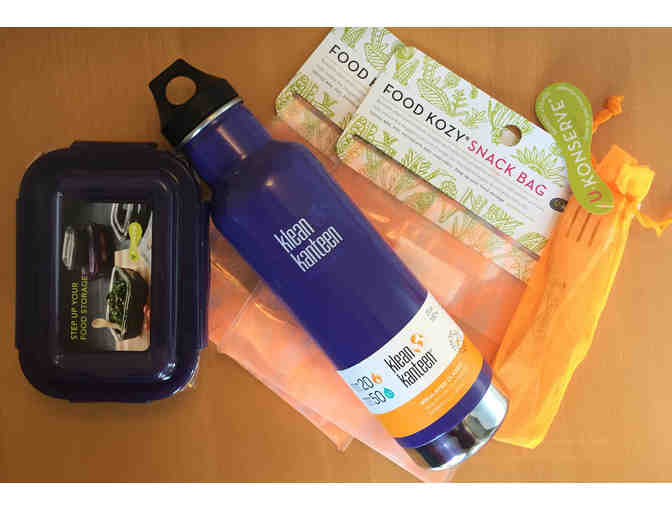 Lunch Supplies Bundle #7: 1 Insulated Water Bottle, 1 container, 2 Food Cozies, 1 Spork